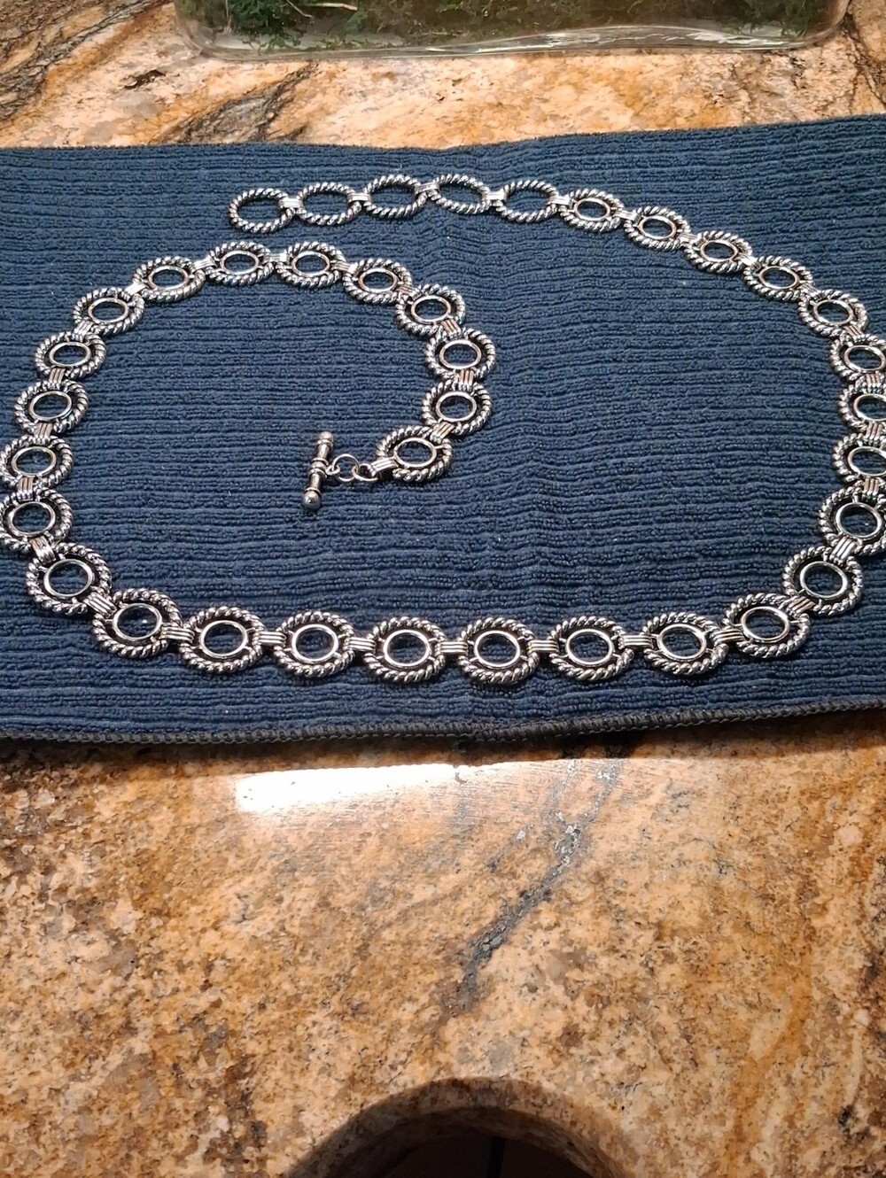 Sterling-Style Silver Circular Link Chain Belt